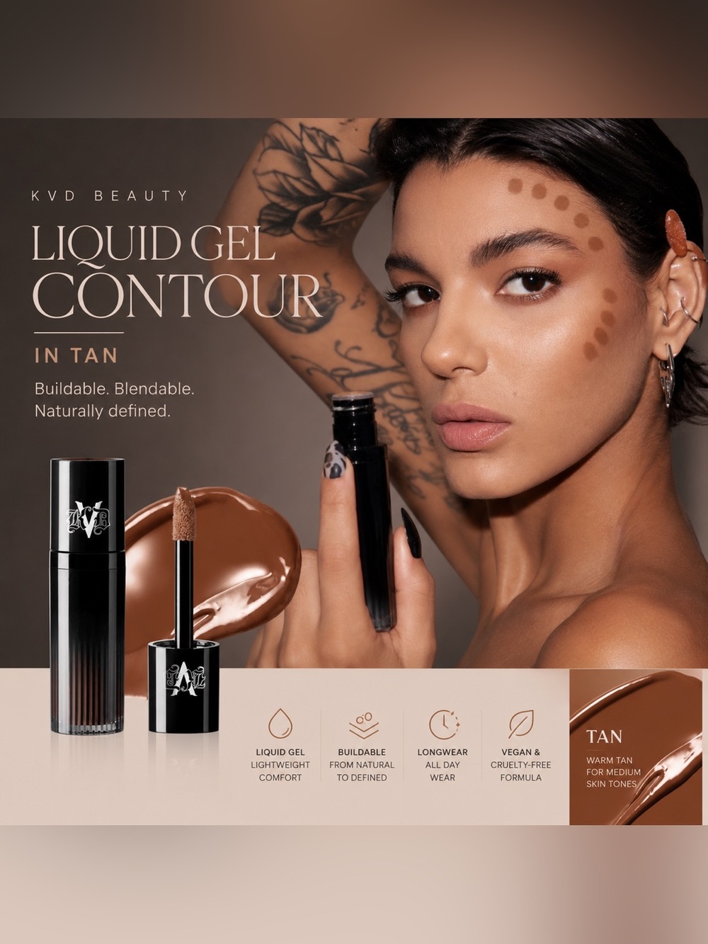 KVD Beauty Liquid Gel Contour in Tan ☀️Long Wear • Vegan • Flawless • Brand New
